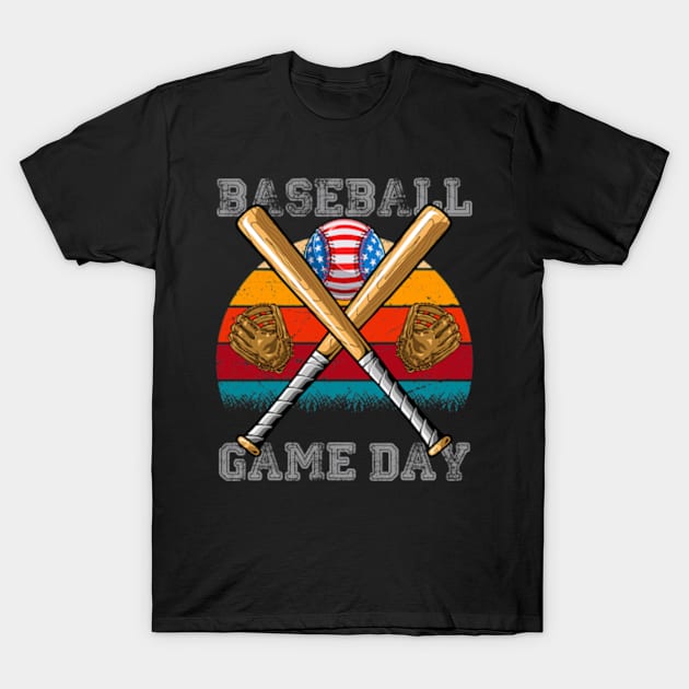 Baseball Lover American Game Day Flag T-Shirt by credittee